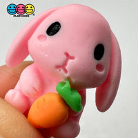 Pink Rabbit Bunny Carrots Easter Kawaii Charm Flat Back Cabochons Decoden 10 Pcs Playcode3 Llc