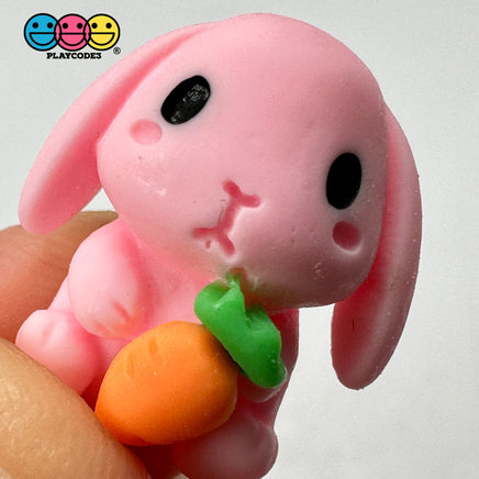 Pink Rabbit Bunny Carrots Easter Kawaii Charm Flat Back Cabochons Decoden 10 Pcs Playcode3 Llc