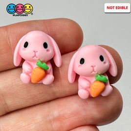 Pink Rabbit Bunny Carrots Easter Kawaii Charm Flat Back Cabochons Decoden 10 Pcs Playcode3 Llc