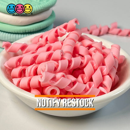 Pink (Strawberry) Curls Fake Candy Charm Cabochon Polymer Clay Bake Decoden 20 Pcs