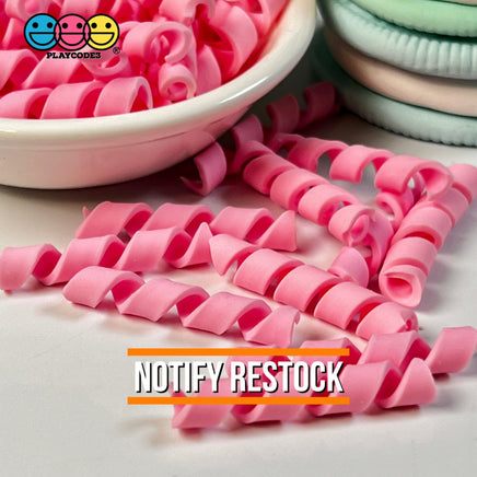 Pink (Strawberry) Curls Fake Candy Charm Cabochon Polymer Clay Bake Decoden 20 Pcs