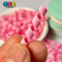 Pink (Strawberry) Curls Fake Candy Charm Cabochon Polymer Clay Bake Decoden 20 Pcs