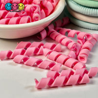 Pink (Strawberry) Curls Fake Candy Charm Cabochon Polymer Clay Bake Decoden 20 Pcs