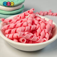 Pink (Strawberry) Curls Fake Candy Charm Cabochon Polymer Clay Bake Decoden 20 Pcs