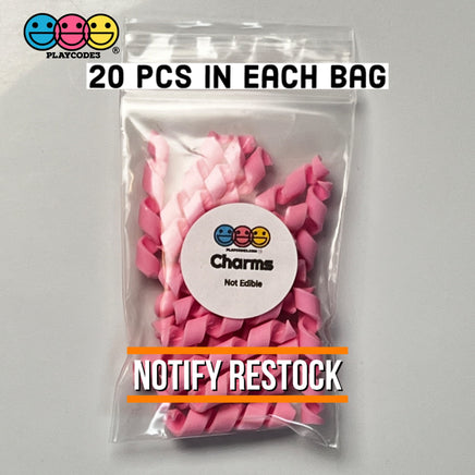 Pink (Strawberry) Curls Fake Candy Charm Cabochon Polymer Clay Bake Decoden 20 Pcs