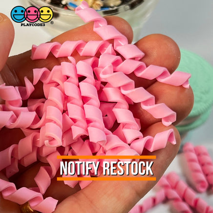 Pink (Strawberry) Curls Fake Candy Charm Cabochon Polymer Clay Bake Decoden 20 Pcs