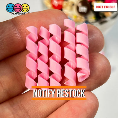 Pink (Strawberry) Curls Fake Candy Charm Cabochon Polymer Clay Bake Decoden 20 Pcs