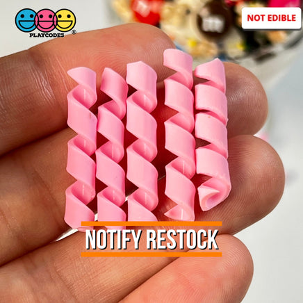 Pink (Strawberry) Curls Fake Candy Charm Cabochon Polymer Clay Bake Decoden 20 Pcs