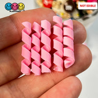 Pink (Strawberry) Curls Fake Candy Charm Cabochon Polymer Clay Bake Decoden 20 Pcs