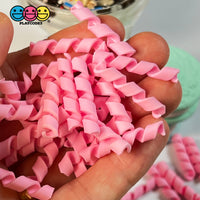 Pink (Strawberry) Curls Fake Candy Charm Cabochon Polymer Clay Bake Decoden 20 Pcs