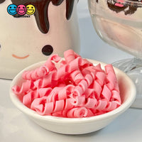 Pink (Strawberry) Curls Fake Candy Charm Cabochon Polymer Clay Bake Decoden 20 Pcs