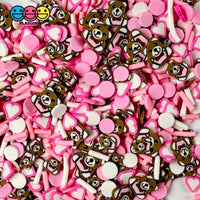 Pink Valentines Day Teddy Bear Heart Love Confetti Fake Clay Sprinkles Decoden Fimo Jimmies