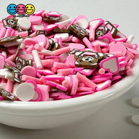Pink Valentines Day Teddy Bear Heart Love Confetti Fake Clay Sprinkles Decoden Fimo Jimmies