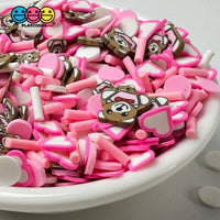 Pink Valentines Day Teddy Bear Heart Love Confetti Fake Clay Sprinkles Decoden Fimo Jimmies