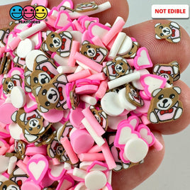 Pink Valentines Day Teddy Bear Heart Love Confetti Fake Clay Sprinkles Decoden Fimo Jimmies