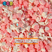 Pink White Diamond Mix Fimo Rhinestone Beads Fake Polymer Clay Sprinkles Flowers Jimmies Funfetti