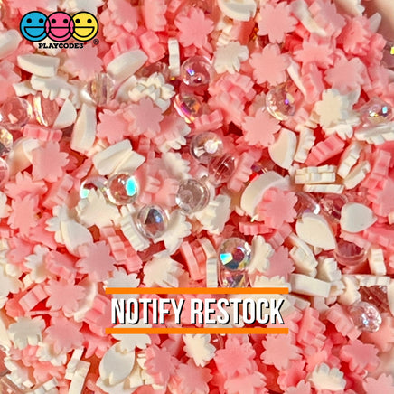 Pink White Diamond Mix Fimo Rhinestone Beads Fake Polymer Clay Sprinkles Flowers Jimmies Funfetti