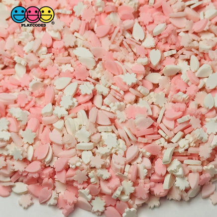 Pink White Spring Blossom Flowers Summer 5Mm Fake Clay Sprinkles Decoden Fimo Jimmies 10 Grams