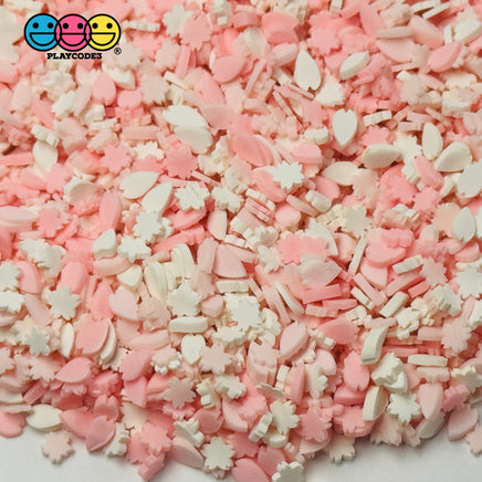 Pink White Spring Blossom Flowers Summer 5Mm Fake Clay Sprinkles Decoden Fimo Jimmies 10 Grams