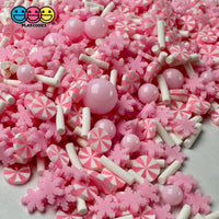 Pink Winter Dream Snowflake Holiday Christmas Peppermint Fake Clay Sprinkles Decoden Fimo Jimmies