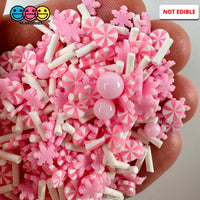 Pink Winter Dream Snowflake Holiday Christmas Peppermint Fake Clay Sprinkles Decoden Fimo Jimmies