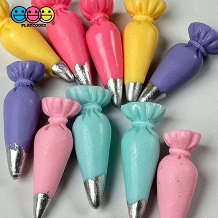 Pipping Bag Mini Charm Cake Pipe Sliver Tip Cabochons Decoden Choose 5 Colors Or Mix 10 Pcs
