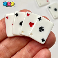 Playing Cards Poker Game Casino Charm Flatback With Holes Ace Hearts Clubs Spades Diamonds Cabochons