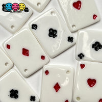 Playing Cards Poker Game Casino Charm Flatback With Holes Ace Hearts Clubs Spades Diamonds Cabochons