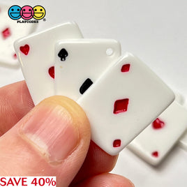 Playing Cards Poker Game Casino Charm Flatback With Holes Ace Hearts Clubs Spades Diamonds Cabochons