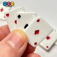 Playing Cards Poker Game Casino Charm Flatback With Holes Ace Hearts Clubs Spades Diamonds Cabochons