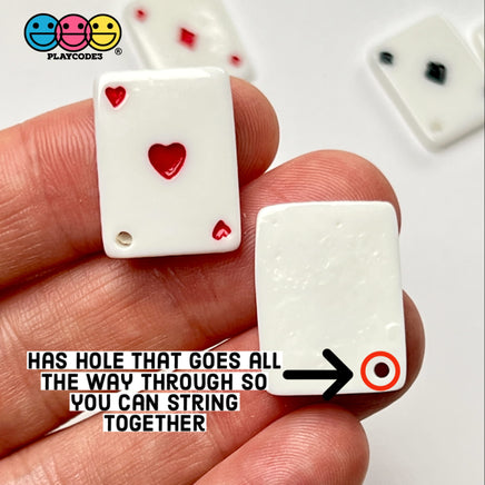 Playing Cards Poker Game Casino Charm Flatback With Holes Ace Hearts Clubs Spades Diamonds Cabochons