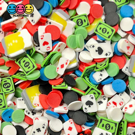 Poker Table Fimo Mix Fake Clay Sprinkles Beer Chips Black Jack Card Cash Game Casino Funfetti 20