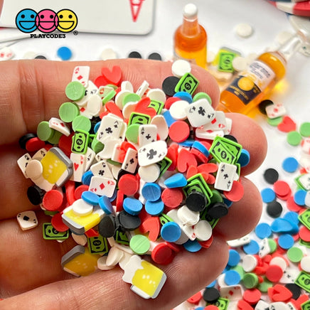 Poker Table Fimo Mix Fake Clay Sprinkles Beer Chips Black Jack Card Cash Game Casino Funfetti