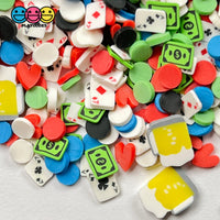 Poker Table Fimo Mix Fake Clay Sprinkles Beer Chips Black Jack Card Cash Game Casino Funfetti