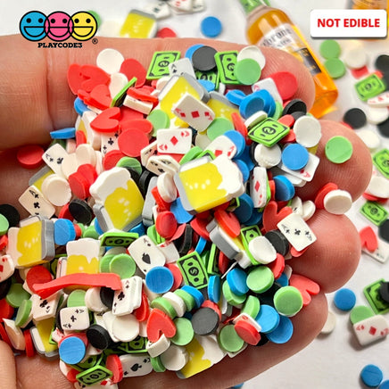 Poker Table Fimo Mix Fake Clay Sprinkles Beer Chips Black Jack Card Cash Game Casino Funfetti