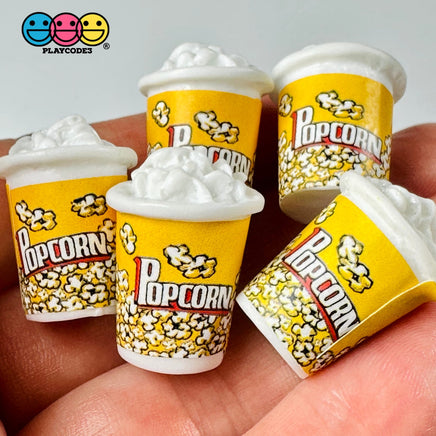 Popcorn Movie Bucket Charm Mini Resin Charms Buckets Cabochons 10 Pcs