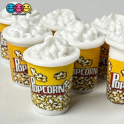 Popcorn Movie Bucket Charm Mini Resin Charms Buckets Cabochons 10 Pcs