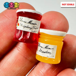 Preserves Jam Raspberry And Plum Jar Miniature Can Dollhouse Fake Mini Charm Cabochons 10 Pcs