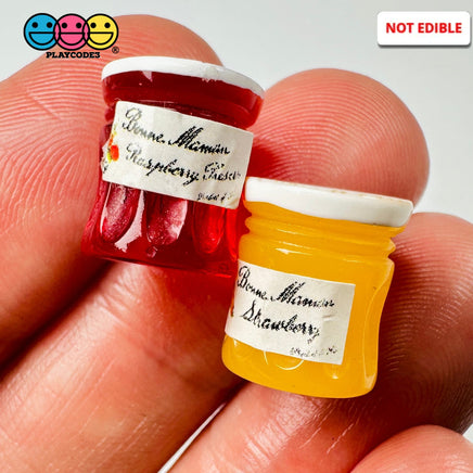 Preserves Jam Raspberry And Plum Jar Miniature Can Dollhouse Fake Mini Charm Cabochons 10 Pcs