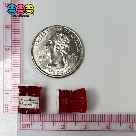 Preserves Jam Raspberry And Plum Jar Miniature Can Dollhouse Fake Mini Charm Cabochons 10 Pcs