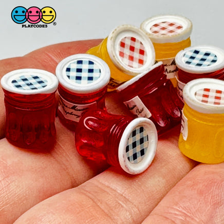 Preserves Jam Raspberry And Plum Jar Miniature Can Dollhouse Fake Mini Charm Cabochons 10 Pcs