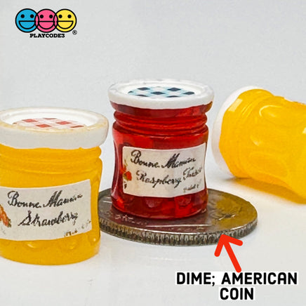 Preserves Jam Raspberry And Plum Jar Miniature Dollhouse Fake Mini Charm Cabochons 10 Pcs