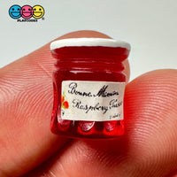 Preserves Jam Raspberry And Plum Jar Miniature Can Dollhouse Fake Mini Charm Cabochons 10 Pcs Red