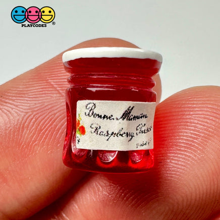 Preserves Jam Raspberry And Plum Jar Miniature Can Dollhouse Fake Mini Charm Cabochons 10 Pcs Red