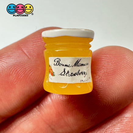 Preserves Jam Raspberry And Plum Jar Miniature Can Dollhouse Fake Mini Charm Cabochons 10 Pcs Yellow