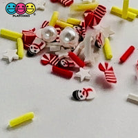 Candy Cane Snowman Pearl Beads Christmas Winter Holiday Beads Fake Clay Sprinkles Decoden Fimo Jimmies