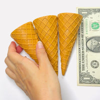 Fake Ice Cream Waffle Cone Solid Plastic Silicon Food Prop 3 pcs
