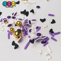 Purple Eyeball Black Bat Gold Beads Halloween Holiday Fake Clay Sprinkles Decoden Fimo Jimmies