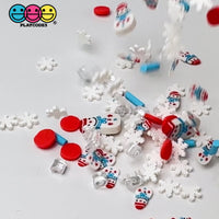 Snowman Crush Christmas Holiday Slushie beads Snowflakes Clay Sprinkles Decoden Fimo Jimmies
