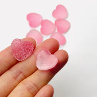 Gummy Translucent Pink Hearts Valentine's Day Flatback Cabochons Decoden Charm 10 pcs